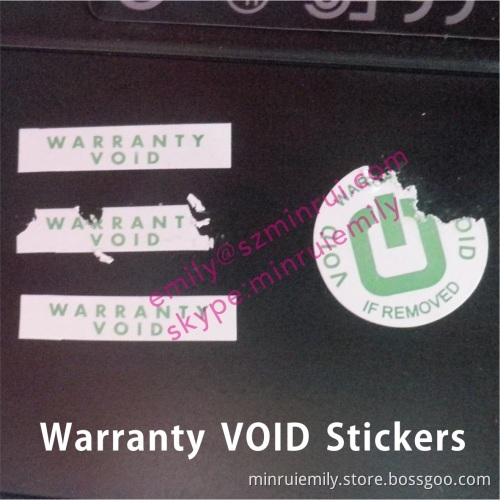 Minrui 25x5mm Warranty Void Stickers,security Tamper Proof Calibration Labels,warranty Void Destructible Adhesive Labels 